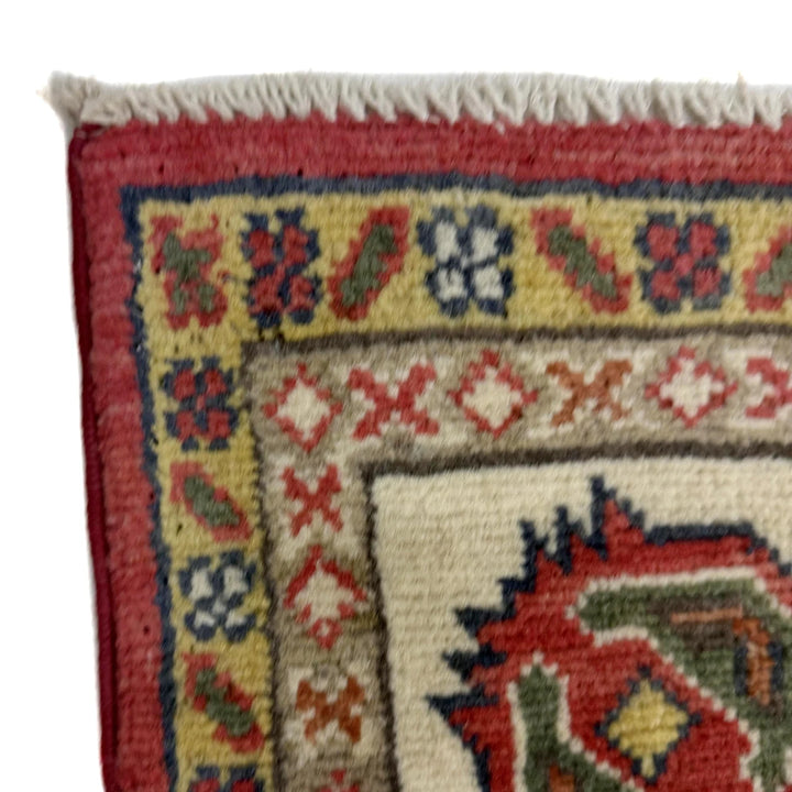 Red Afghan Kazak Rug 4' 11" x 6' 4" Hand-Knotted | No. AL39715