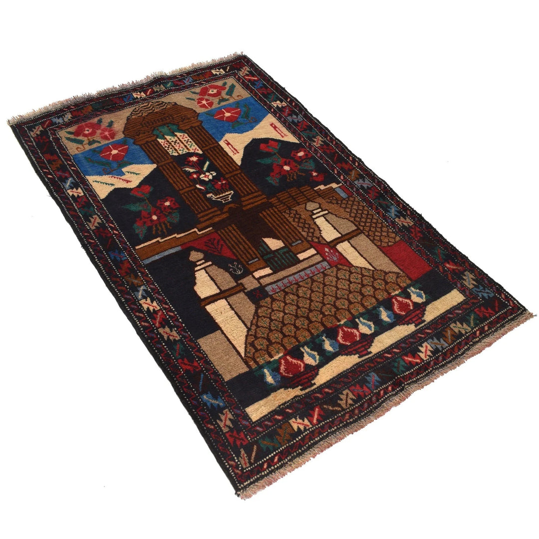 Afghan Pictorial Rug 2' 11" x 4' 8" Hand-Knotted | No. AL39782