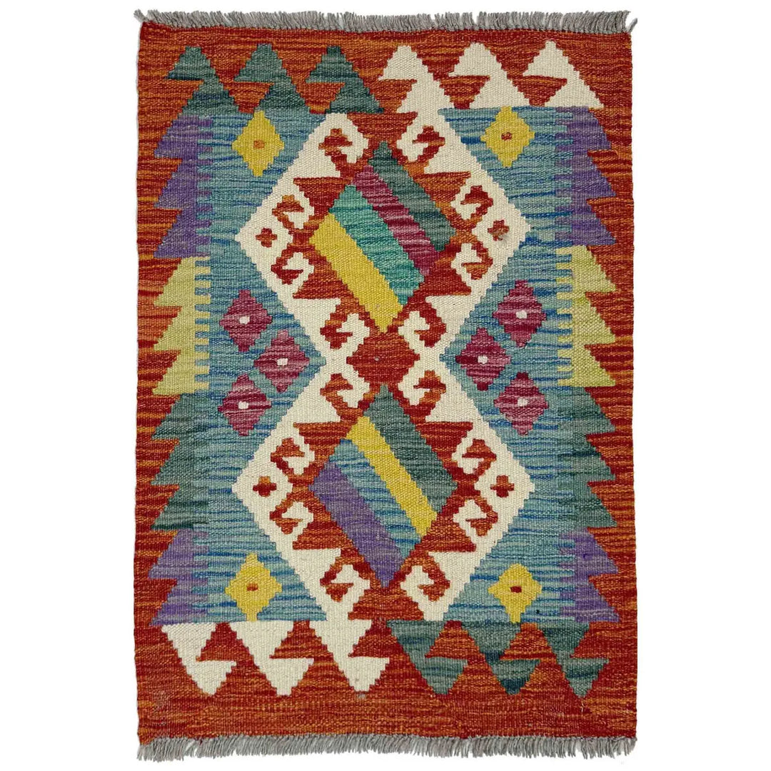 Afghan Vegetable Kilim Rug 2' 0" x 2' 9" Flat-Weave | No. AL398222