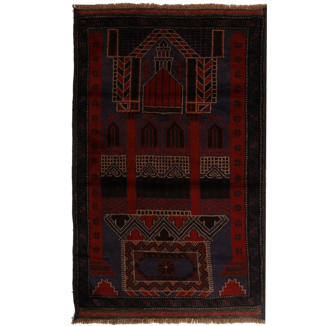 Afghan Prayer Rug 3' x 4'8" Hand-Knotted | No. AL39887