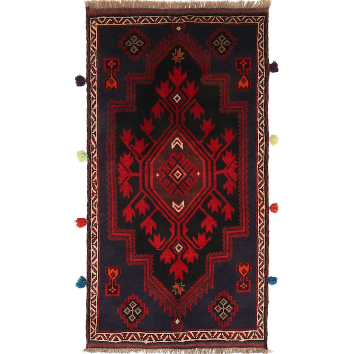 Afghan Baluchi Rug 2' 8" x 5' 0" Hand-Knotted | No. AL39901