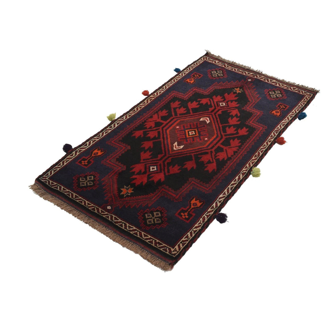 Afghan Baluchi Rug 2' 8" x 5' 0" Hand-Knotted | No. AL39901