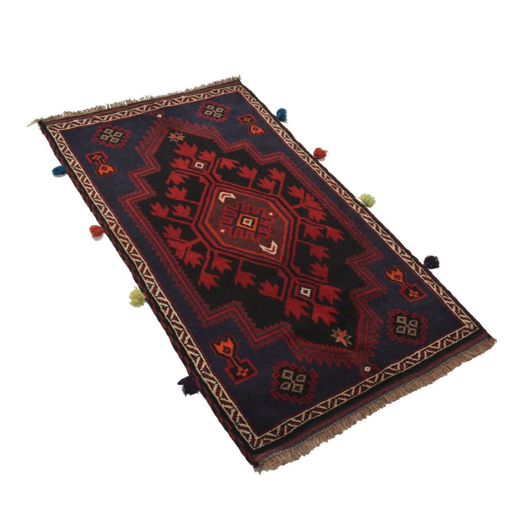 Afghan Baluchi Rug 2' 8" x 5' 0" Hand-Knotted | No. AL39901