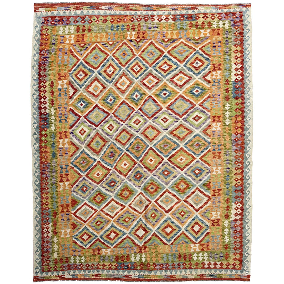 Afghan Vegetable Kilim Rug 8' 6" x 11' 4" Flat-Weave | No. AL39919