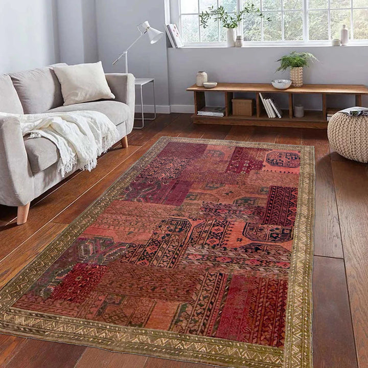 Afghan Patchwork Rug 4' 1" x 5' 11" Hand-Knotted | No. AL400069