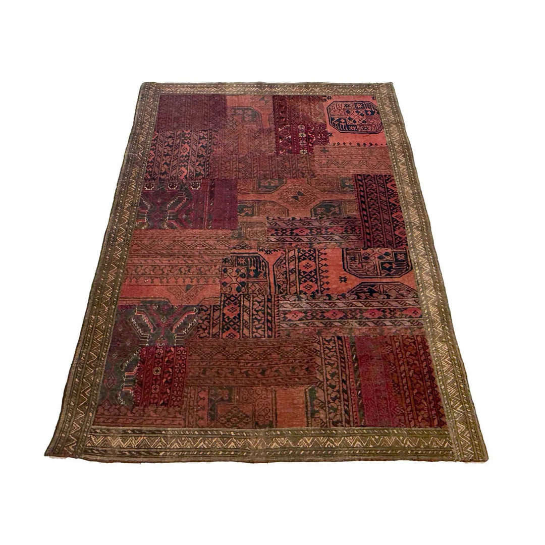 Afghan Patchwork Rug 4' 1" x 5' 11" Hand-Knotted | No. AL400069