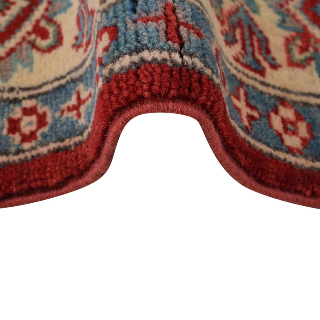 Red Afghan Kazak Rug 3' 10" x 5' 4" Hand-Knotted | No. AL40007