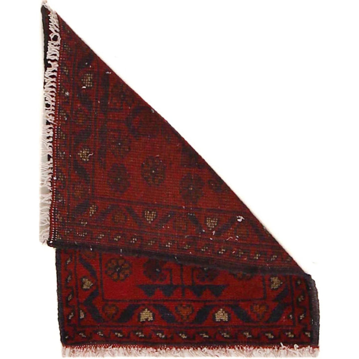 Red Afghan Oriental Doormat 1' 5" x 1' 10" Hand-Knotted | No. AL40014
