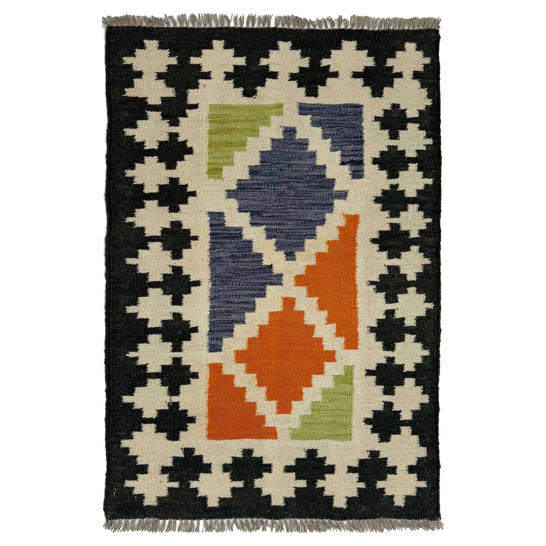 Afghan Vegetable Kilim Rug 2' 0" x 2' 11" Flat-Weave | No. AL400337