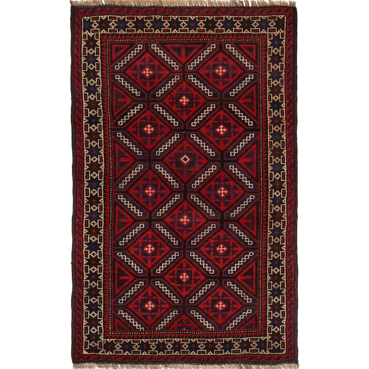 Afghan Baluchi Rug 2' 9" x 4' 6" Hand-Knotted | No. AL40042