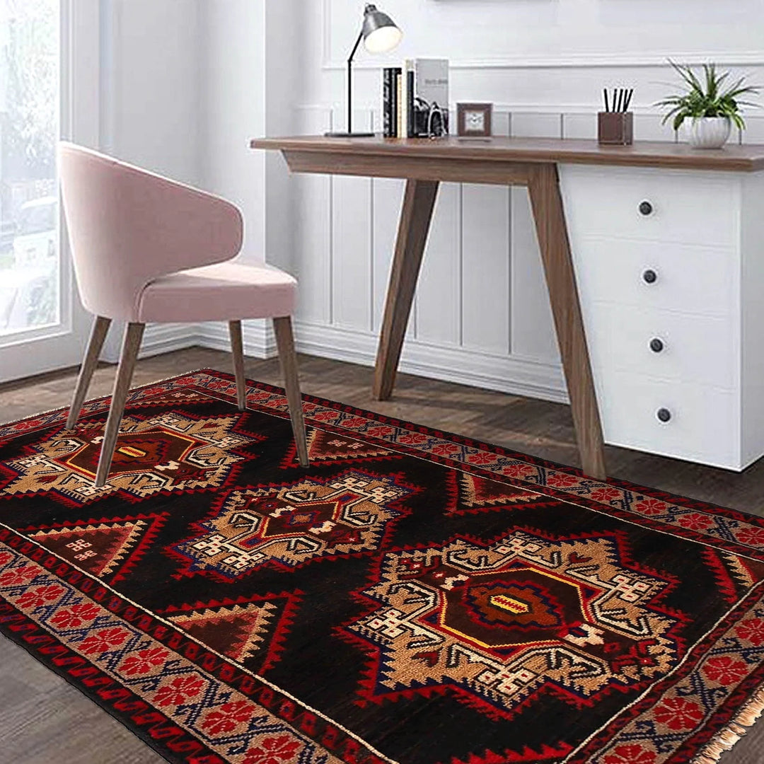 Afghan Baluchi Rug 3' 1" x 5' 10" Hand-Knotted | No. AL40103