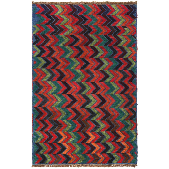 Afghan Baluchi Rug 3'8" x 6'1" Hand-Knotted | No. AL40129