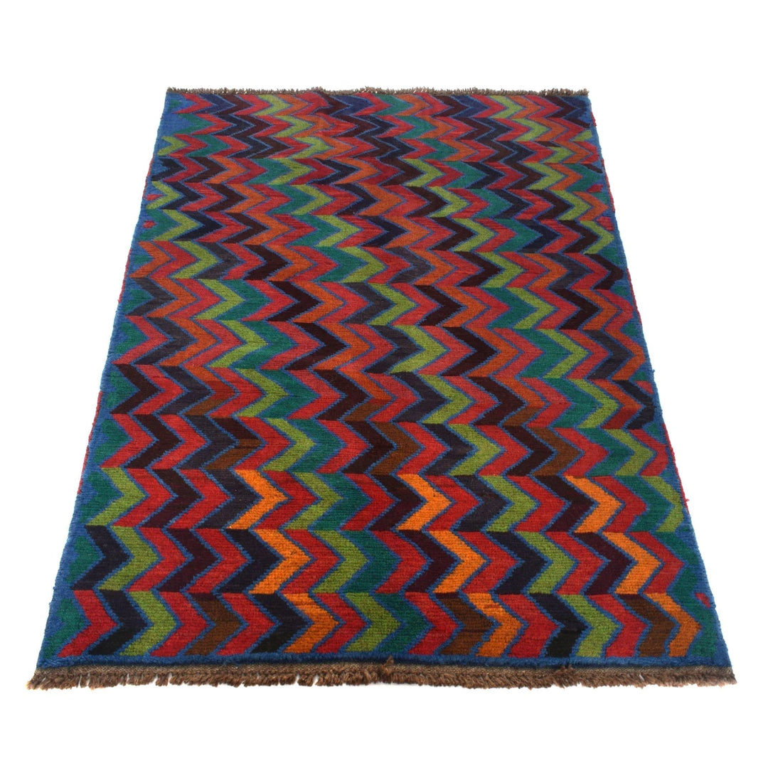Afghan Baluchi Rug 3'8" x 6'1" Hand-Knotted | No. AL40129