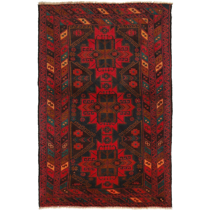 Afghan Baluchi Rug 3' 0" x 4' 7" Hand-Knotted | No. AL40164