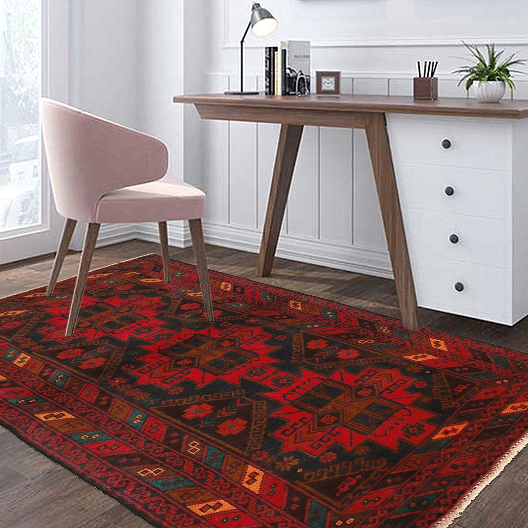Afghan Baluchi Rug 3' 0" x 4' 7" Hand-Knotted | No. AL40164