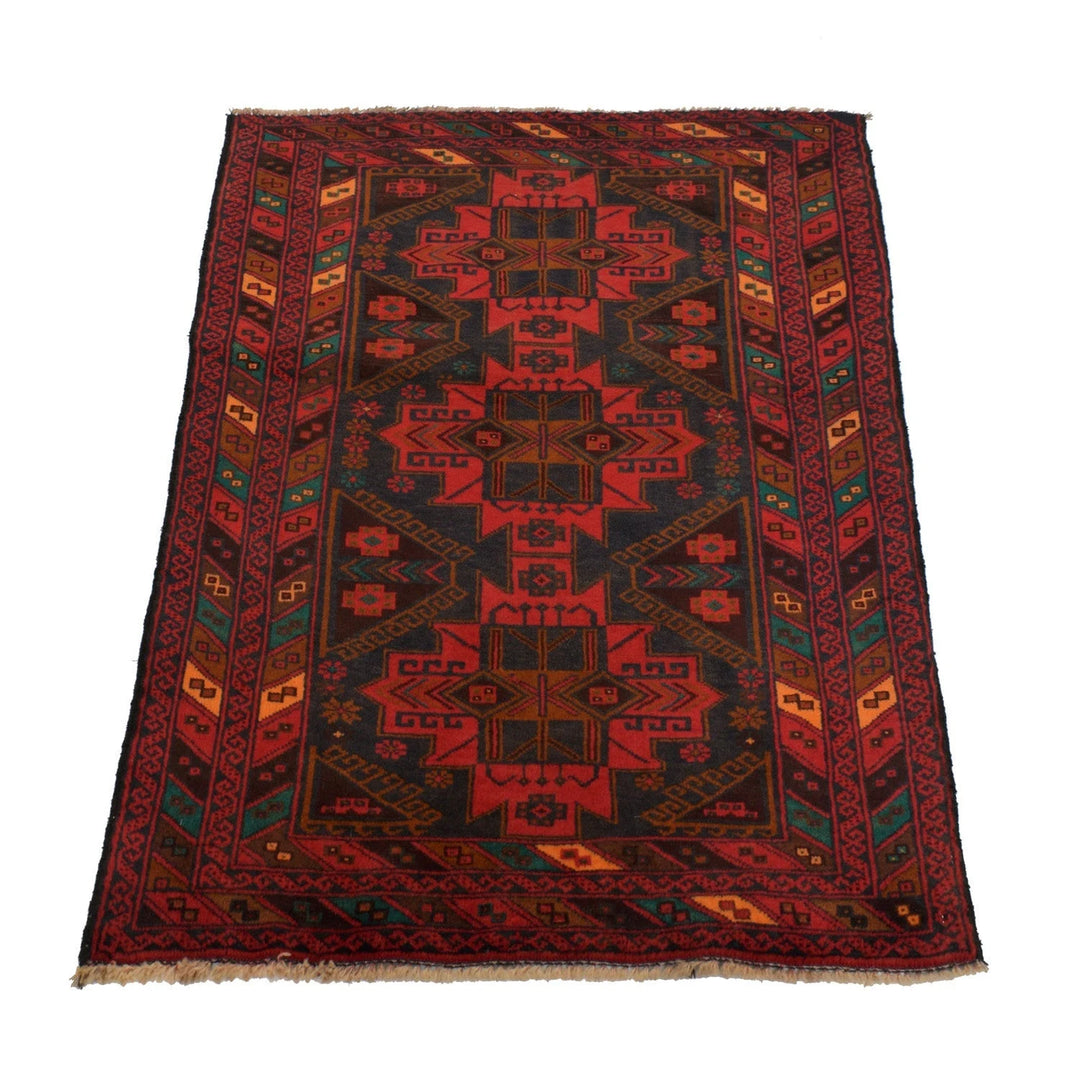 Afghan Baluchi Rug 3' 0" x 4' 7" Hand-Knotted | No. AL40164