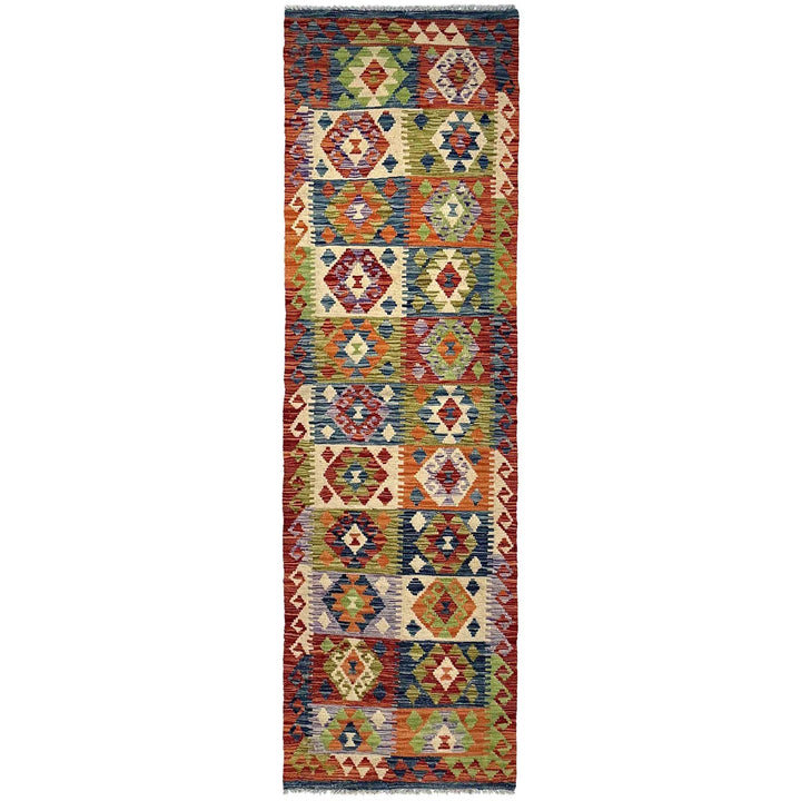 Afghan Vegetable Kilim Rug 2' 5" x 9' 3" Flat-Weave | No. AL40246