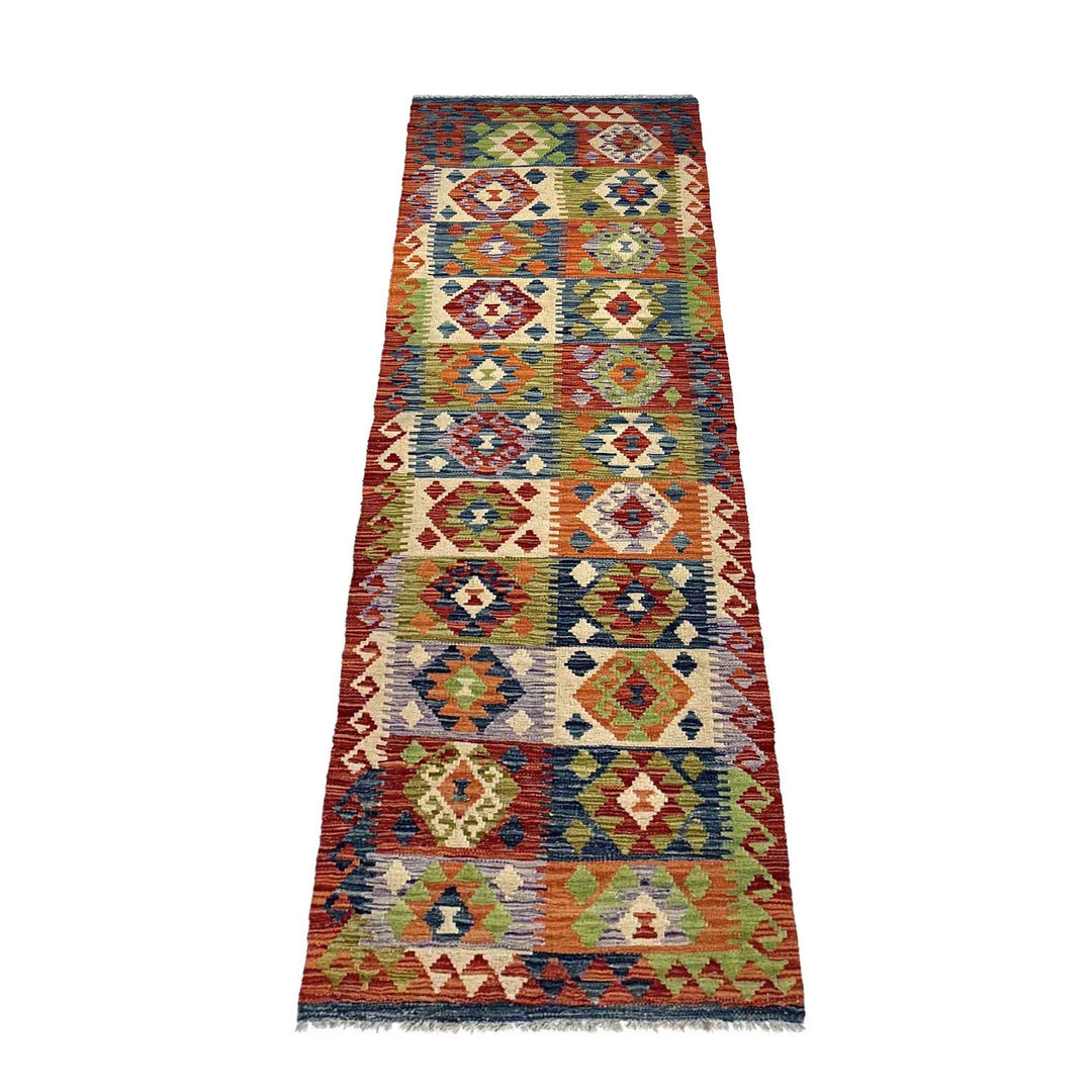 Afghan Vegetable Kilim Rug 2' 5" x 9' 3" Flat-Weave | No. AL40246