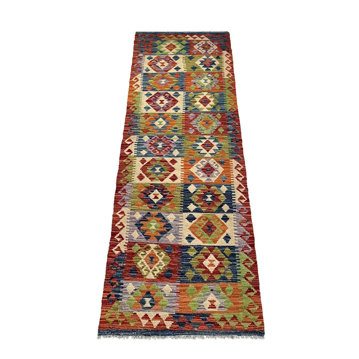 Afghan Vegetable Kilim Rug 2' 5" x 9' 3" Flat-Weave | No. AL40246