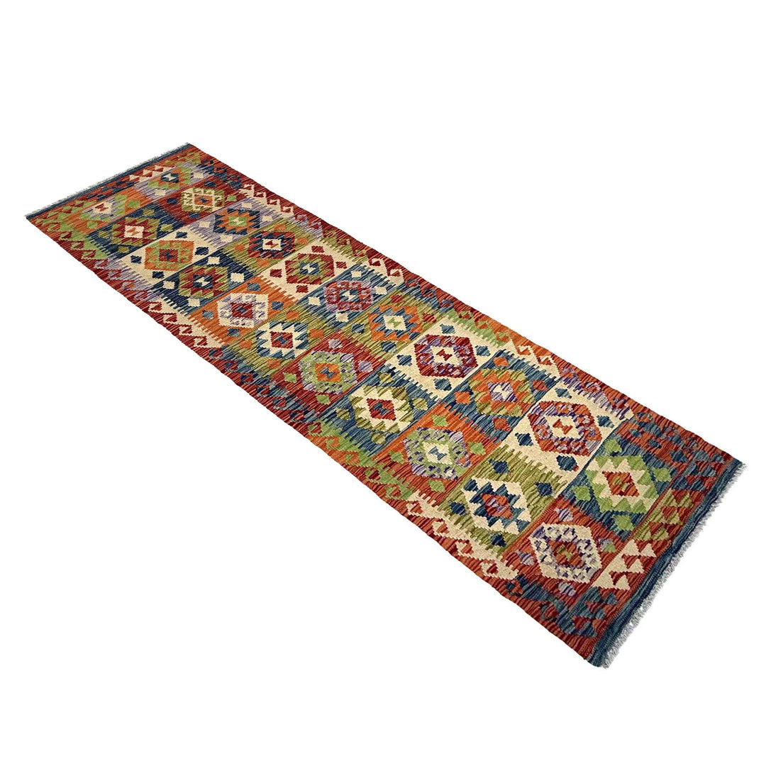 Afghan Vegetable Kilim Rug 2' 5" x 9' 3" Flat-Weave | No. AL40246