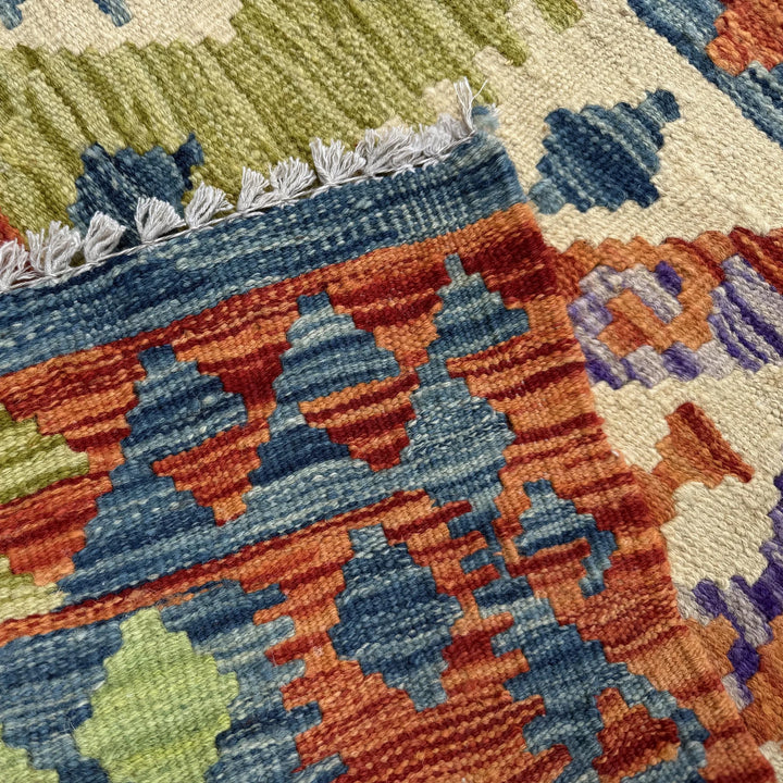 Afghan Vegetable Kilim Rug 2' 5" x 9' 3" Flat-Weave | No. AL40246