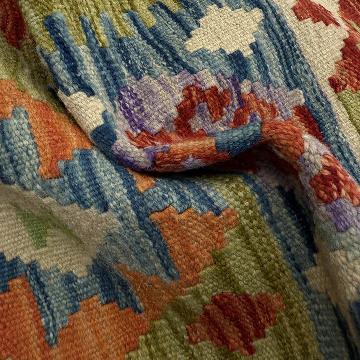 Afghan Vegetable Kilim Rug 2' 5" x 9' 3" Flat-Weave | No. AL40246