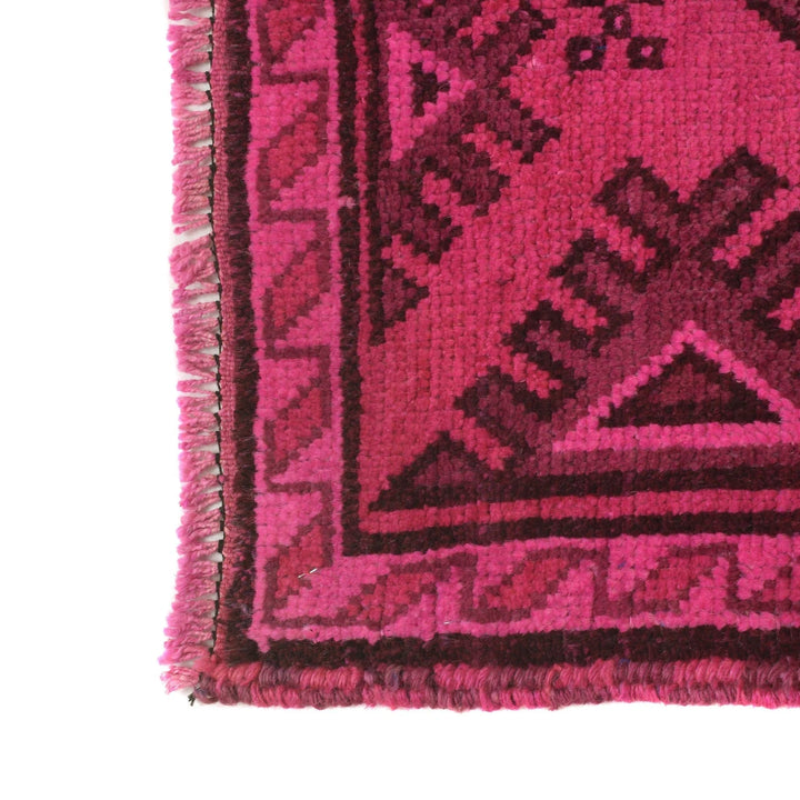 Pink Pakistani Overdyed Rug 2' 11" x 4' 10" Hand-Knotted | No. AL40256