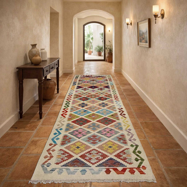 Afghan Vegetable Kilim Rug 2' 8" x 9' 5" Flat-Weave | No. AL402732