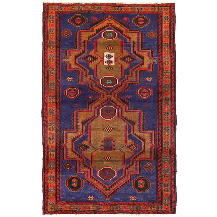 Blue Afghan Baluchi Rug 4' 1" x 6' 4" Hand-Knotted | No. AL40287