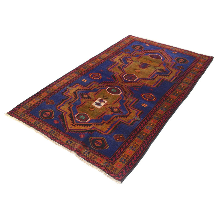 Blue Afghan Baluchi Rug 4' 1" x 6' 4" Hand-Knotted | No. AL40287