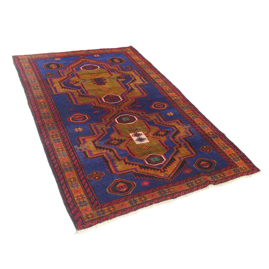 Blue Afghan Baluchi Rug 4' 1" x 6' 4" Hand-Knotted | No. AL40287