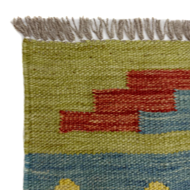 Afghan Vegetable Kilim Rug 5' 2" x 6' 9" Flat-Weave | No. AL403019