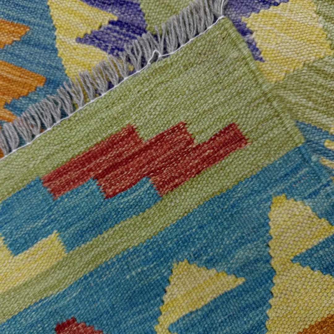 Afghan Vegetable Kilim Rug 5' 2" x 6' 9" Flat-Weave | No. AL403019