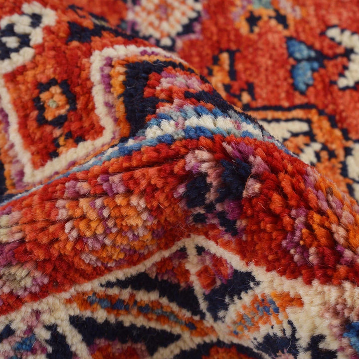 Red Afghan Shirazi Rug 5' 7" x 7' 7" Hand-Knotted | No. AL40342