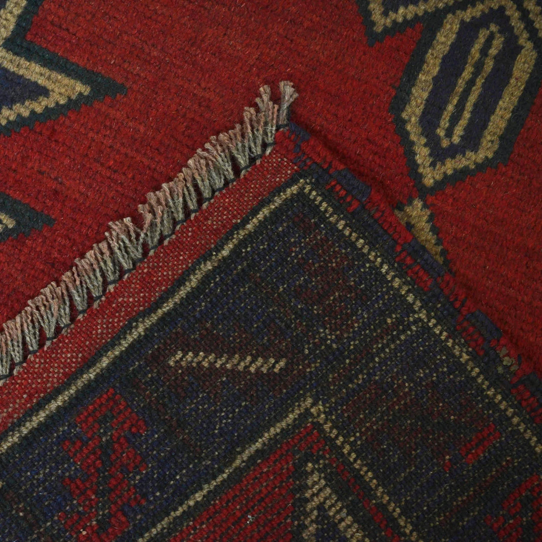 Red Afghan Baluchi Rug 2' 9" x 4' 3" Hand-Knotted | No. AL40357