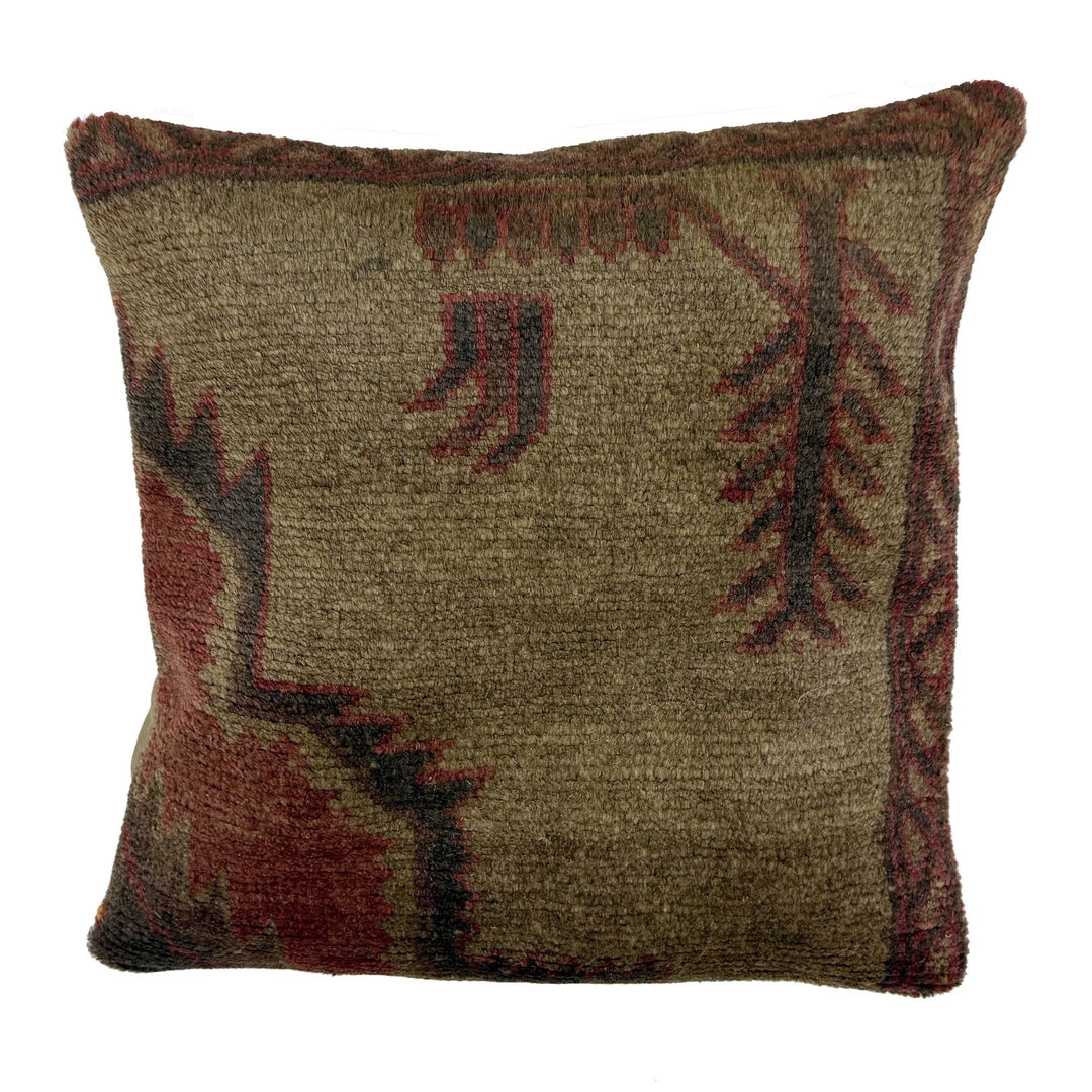 Brown Afghan Overdye Cushion Cover 1' 5" x 1' 5" Hand-Knotted | No. AL403785