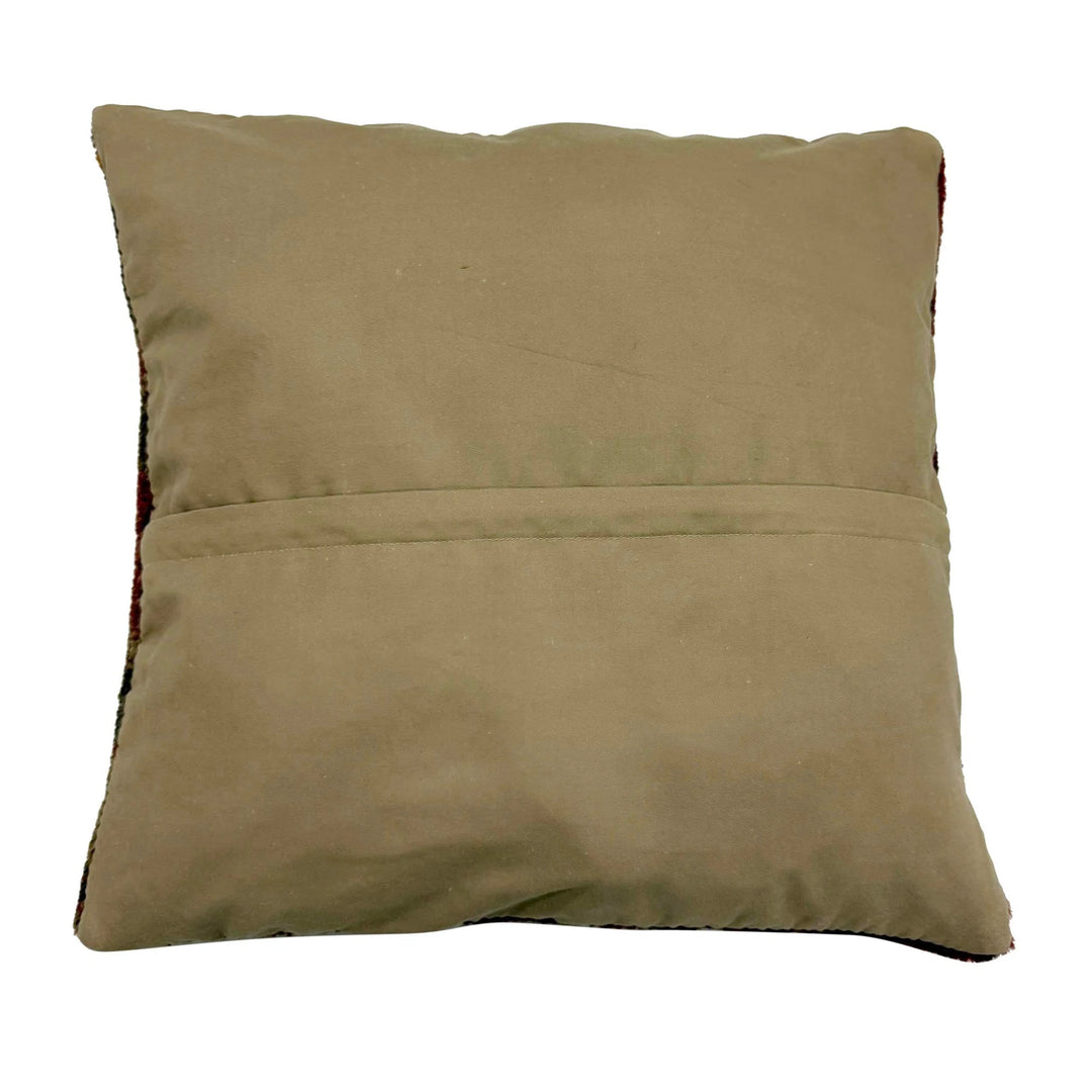 Brown Afghan Overdye Cushion Cover 1' 5" x 1' 5" Hand-Knotted | No. AL403785