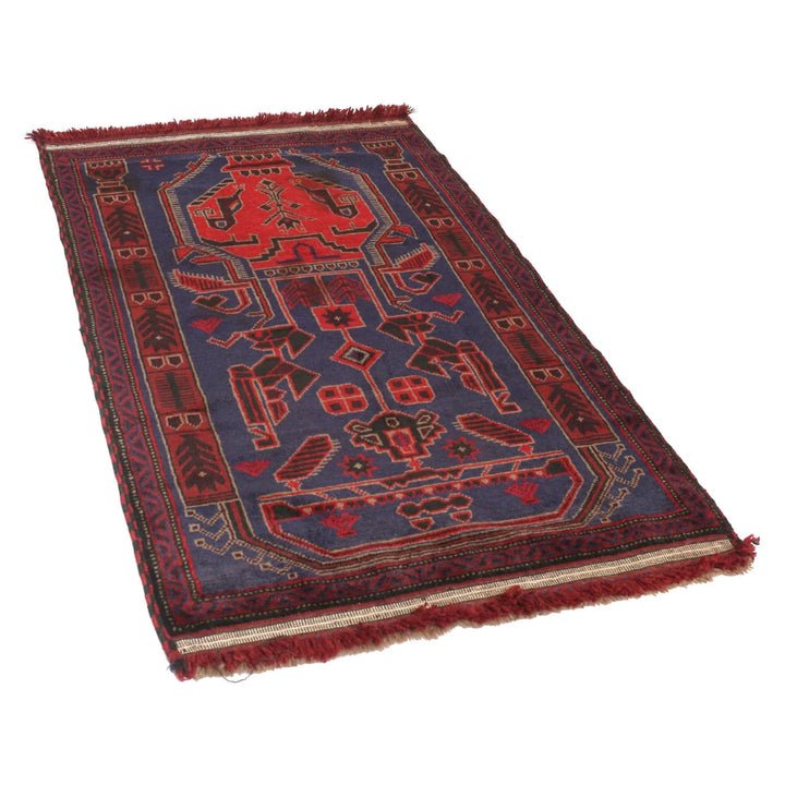 Dark Blue Afghan Baluchi Rug 3' 1" x 5' 1" Hand-Knotted | No. AL40409