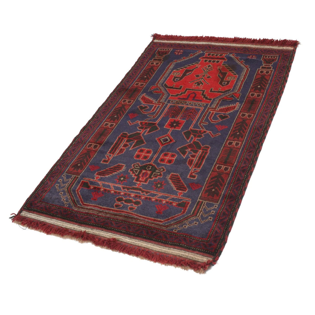 Dark Blue Afghan Baluchi Rug 3' 1" x 5' 1" Hand-Knotted | No. AL40409