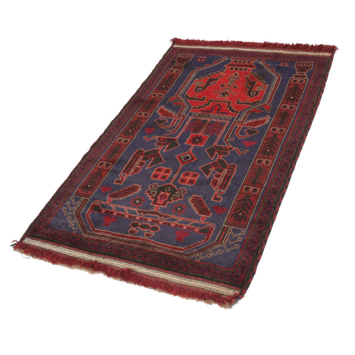 Dark Blue Afghan Baluchi Rug 3' 1" x 5' 1" Hand-Knotted | No. AL40409