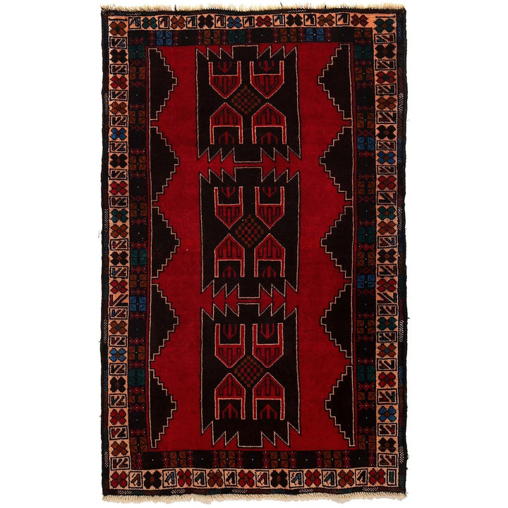 Afghan Baluchi Rug 2' 10" x 4' 10" Hand-Knotted | No. AL40414