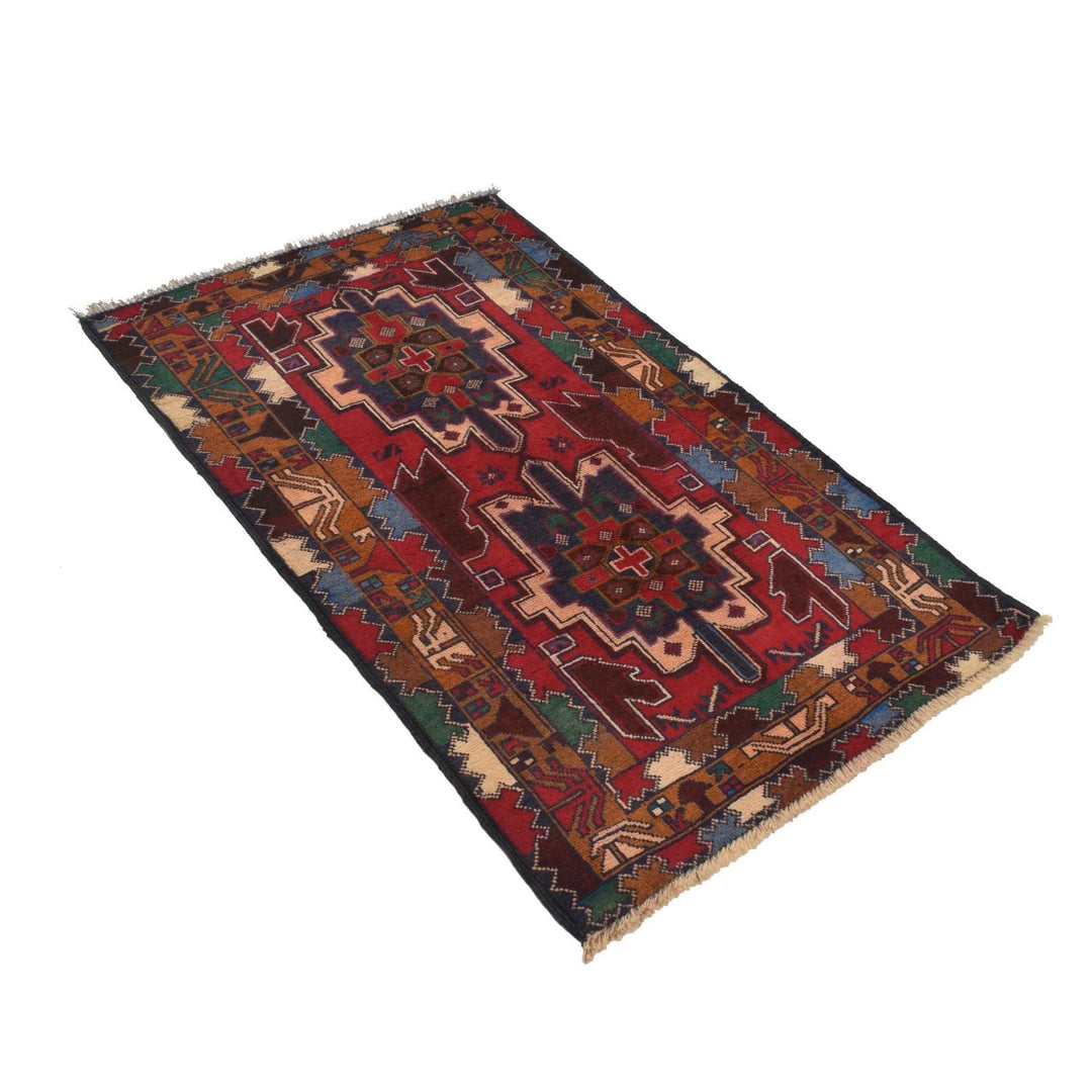Afghan Baluchi Rug 2' 9" x 4' 6" Hand-Knotted | No. AL40453