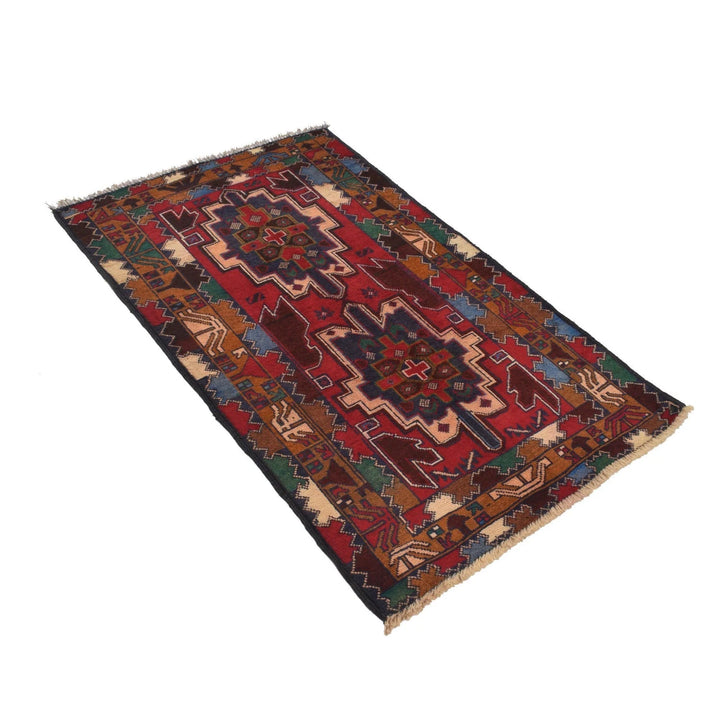 Afghan Baluchi Rug 2' 9" x 4' 6" Hand-Knotted | No. AL40453