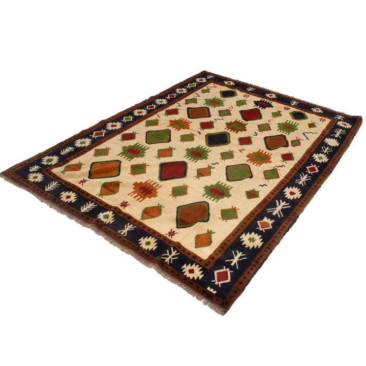 Tan Afghan Kohistani Rug 5' 8" x 7' 6" Hand-Knotted | No. AL40480
