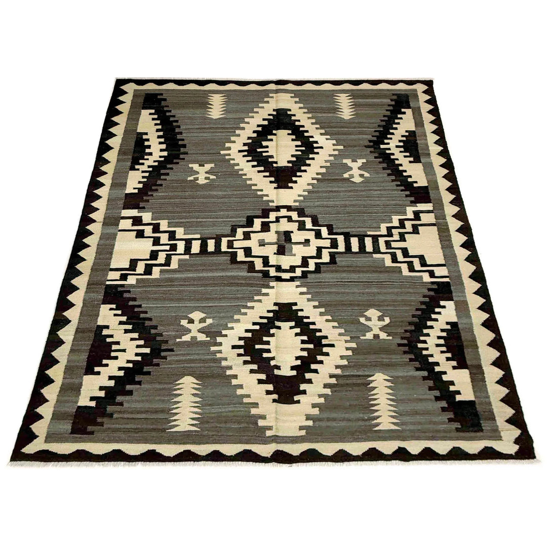 Afghan Vegetable Kilim Rug 5' 7" x 7' 11" Flat-Weave | No. AL406355