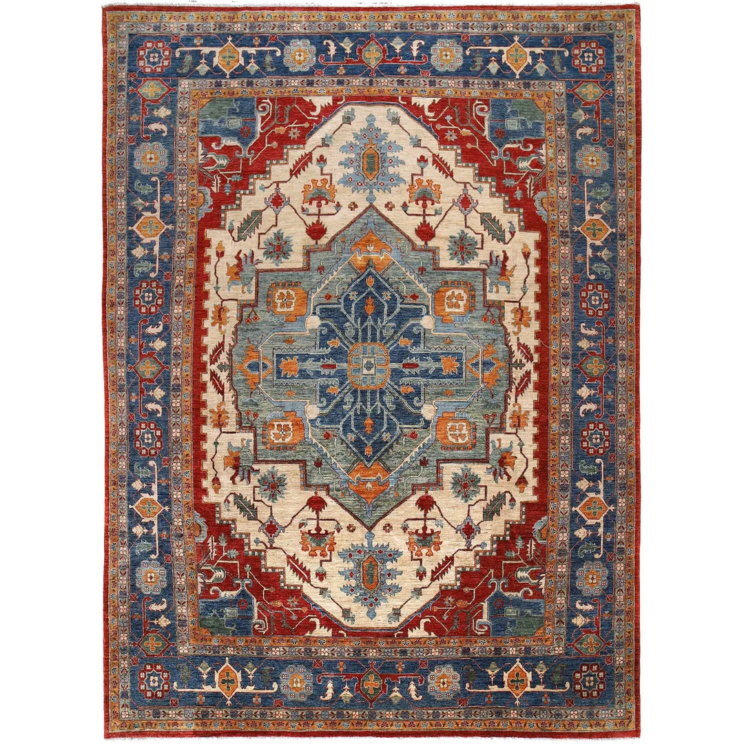 Afghan Heriz Rug 9'11" x 13'10" Hand-Knotted | No. AL40714