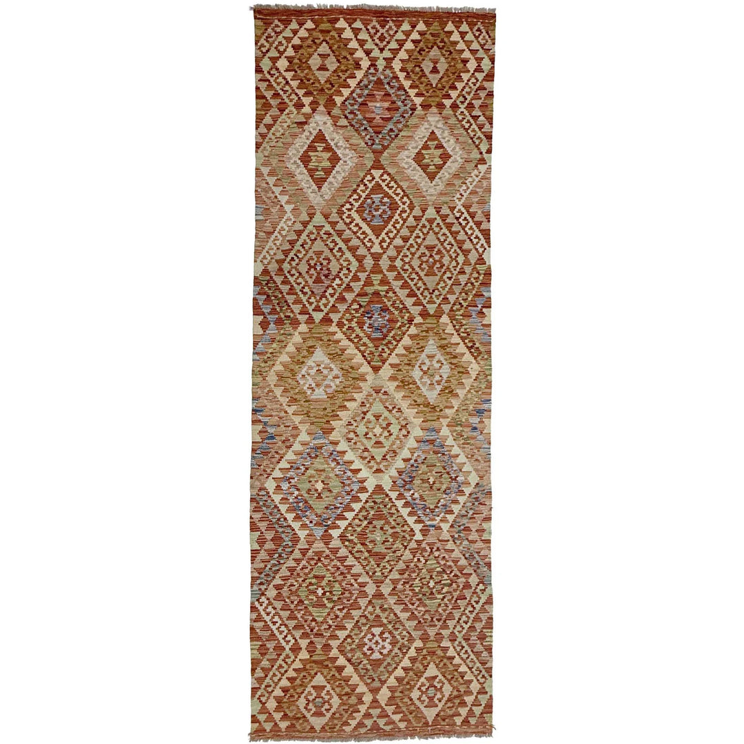 Afghan Vegetable Kilim Rug 3' 1" x 10' 0" Flat-Weave | No. AL407727