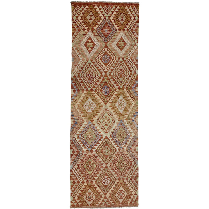 Afghan Vegetable Kilim Rug 3' 1" x 10' 0" Flat-Weave | No. AL407727