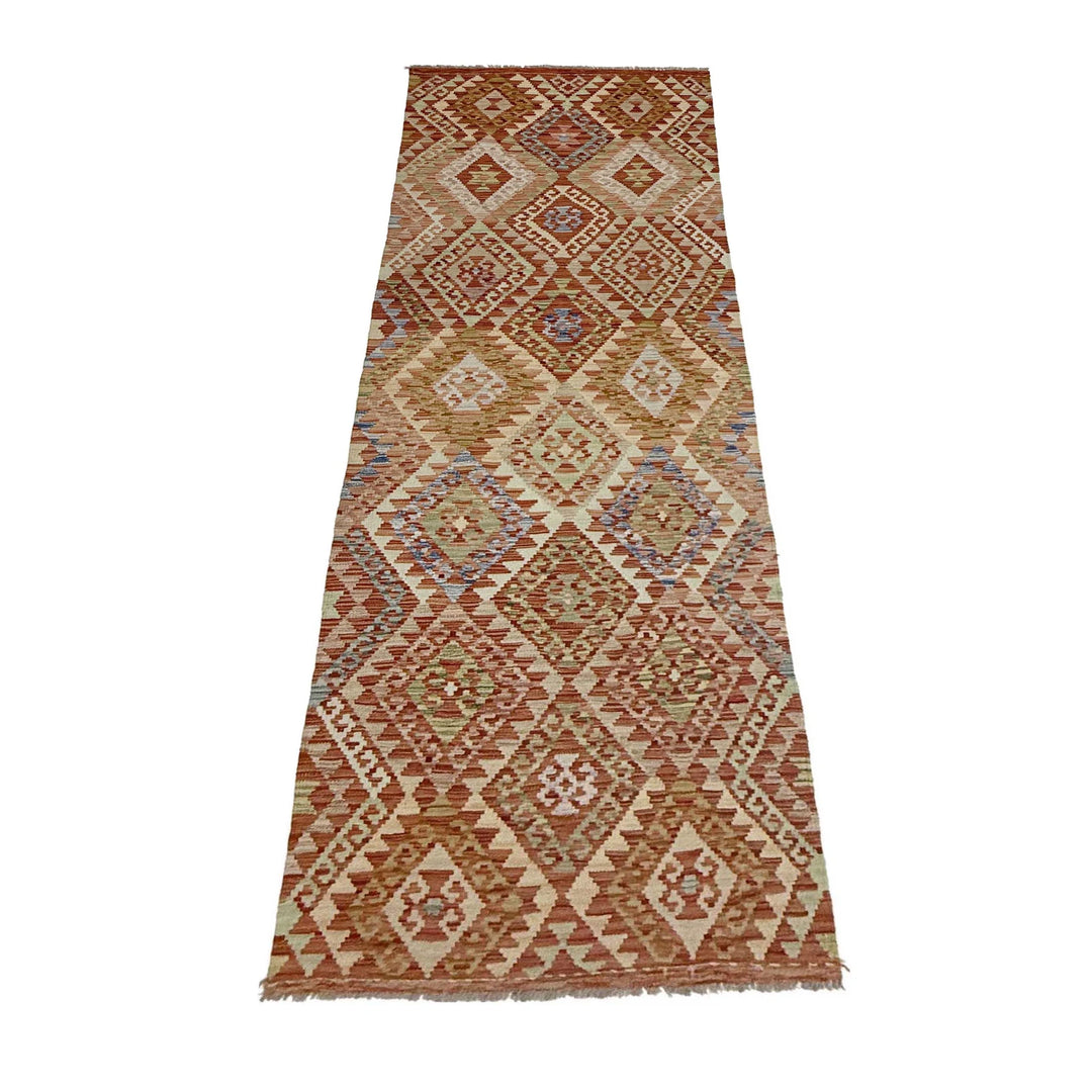 Afghan Vegetable Kilim Rug 3' 1" x 10' 0" Flat-Weave | No. AL407727