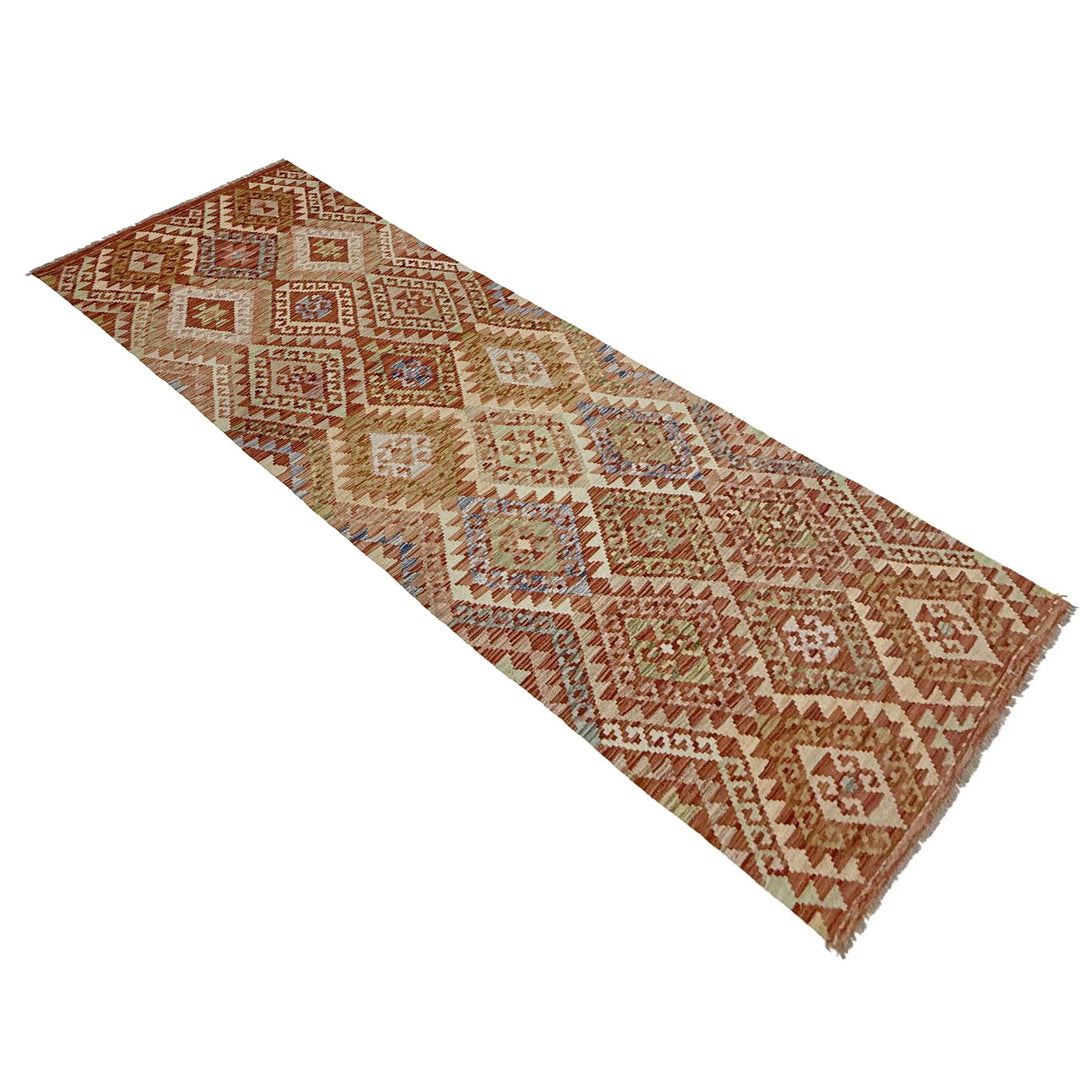Afghan Vegetable Kilim Rug 3' 1" x 10' 0" Flat-Weave | No. AL407727